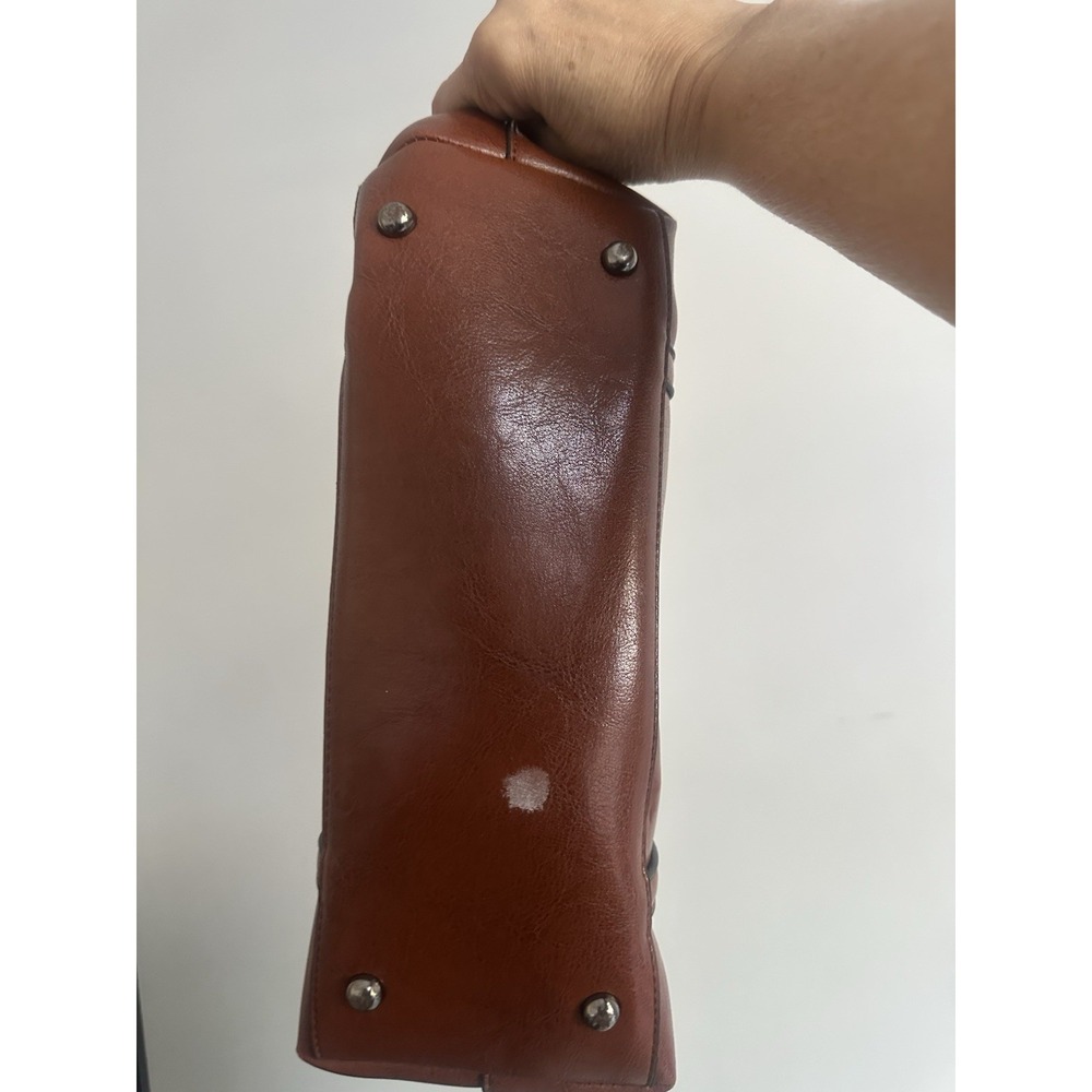 Large Brown Faux Leather Tote Bag Minimalist Shoulder Handbag Pre-Owne - Picture 7 of 16